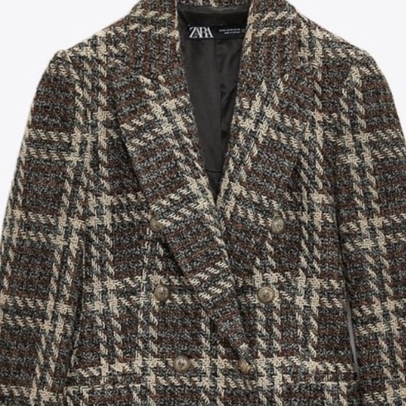 Zara Brown Plaid Coat - Picture 5 of 14